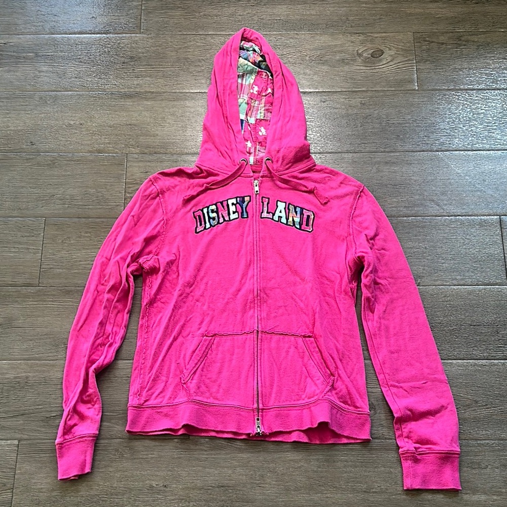 Disney Vibrant Pink Hoodie with Plaid Interior